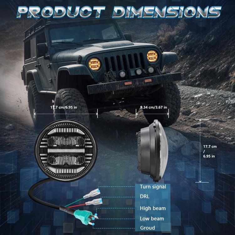7-inch Round Refraction LED Round Headlight For Wrangler(H4)