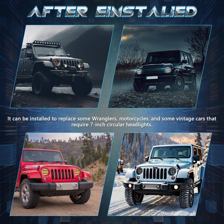 7-inch Round Refraction LED Round Headlight For Wrangler(H4)