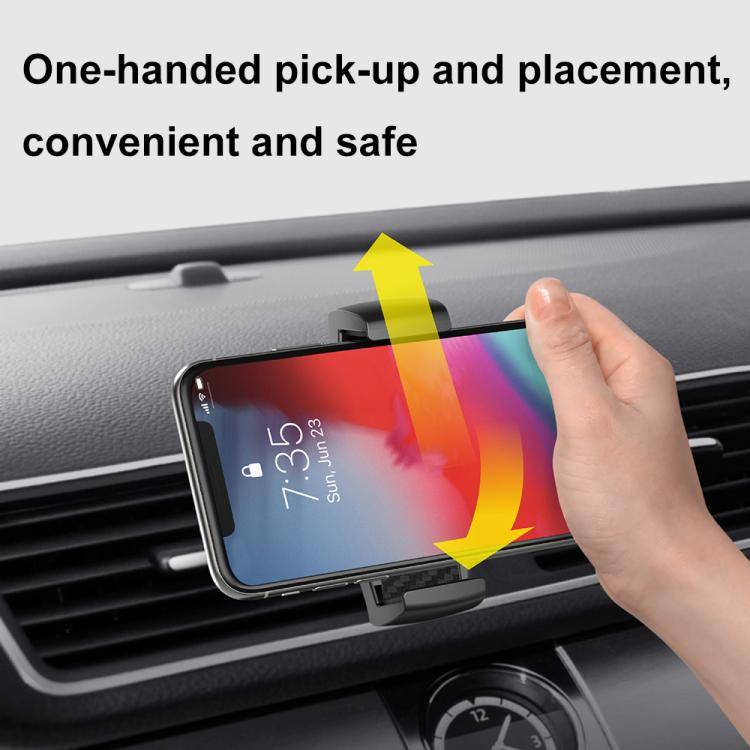 Car Air Conditioning Outlet Anti-shake Rotating Navigation Mobile Phone Holder(Carbon Fiber Black)