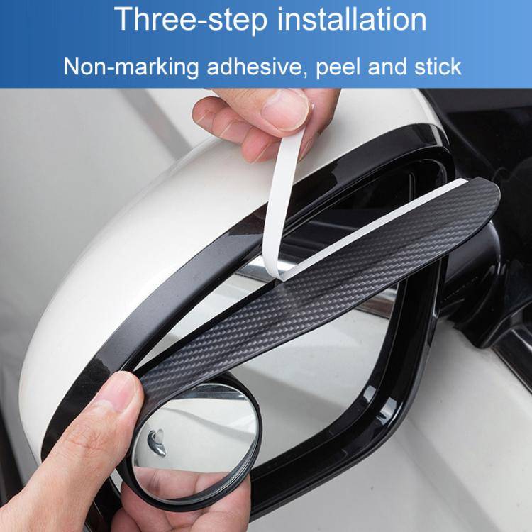 2pcs / Set Car Mirror Reversing Shield Rain Brow 2 In 1 Carbon Fiber Reflective Auxiliary Mirror ...