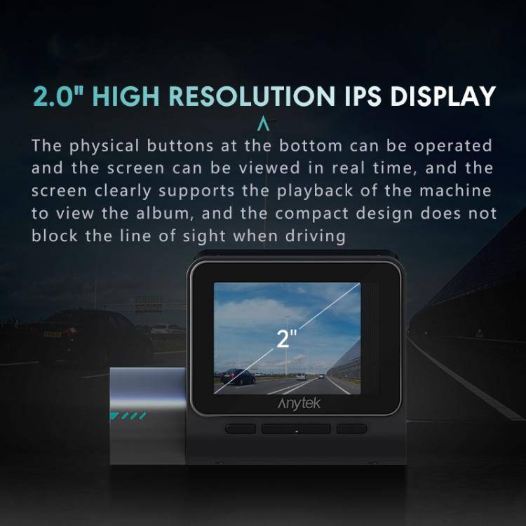 Anytek T3 PRO 2 inch 2K HD Night Vision Car Recorder Hidden Car Camera Front & Rear Dual Recordin...