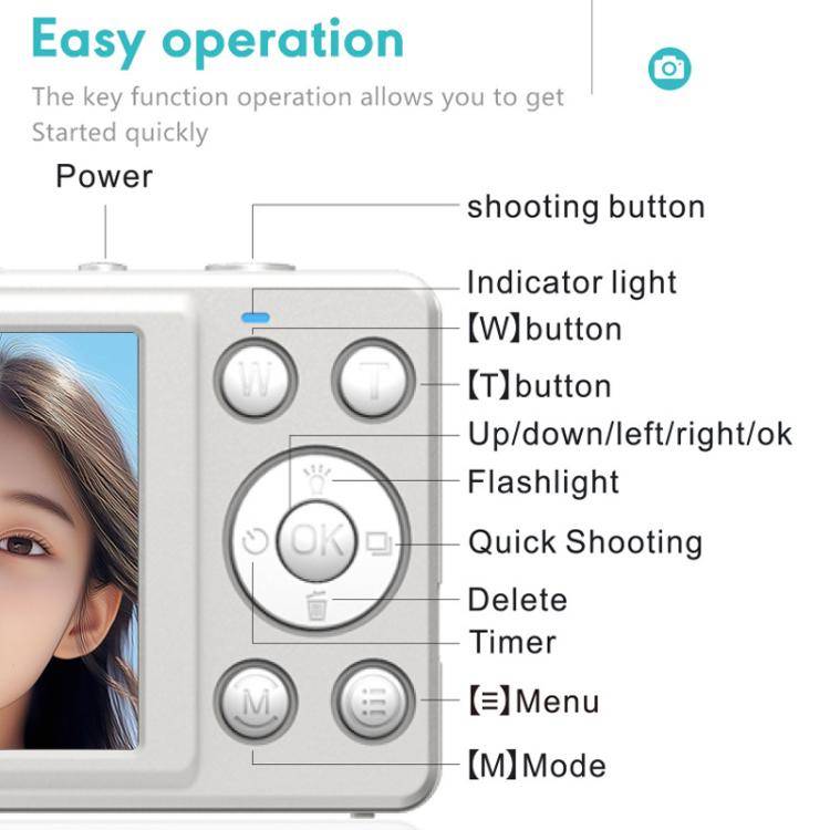 Anytek S7 4K HD Digital Camera Self-Timer Travel Camera Student Kids Card Camera(Black)