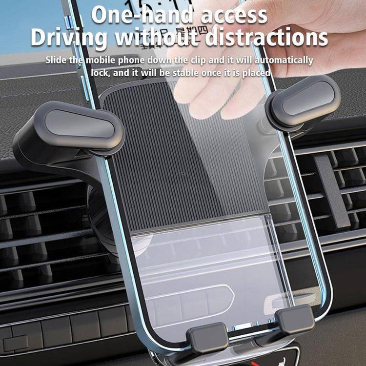 Gravity Car Mobile Phone Holder Air Outlet Fixed Clip Navigation Bracket(Black)