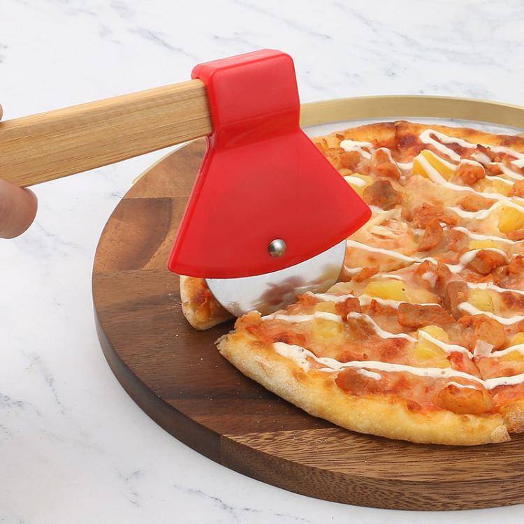 Axe Stainless Steel Pizza Cutter Baking Pizza Roller Knife Round Pie Cutter(Black)