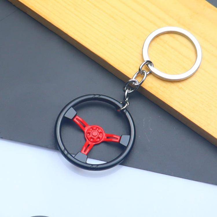 Car Steering Wheel Keychain Removable Key Pendant(Red)