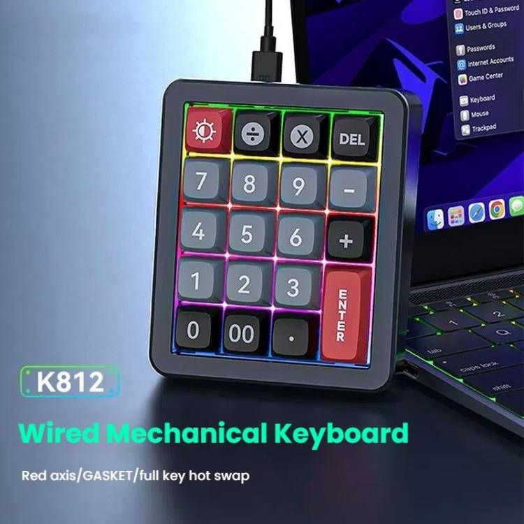 MKESPN K812 GASKET Aluminum Alloy RGB Hot-Swap Customized Wired Mini Mechanical Gaming Keyboard(B...
