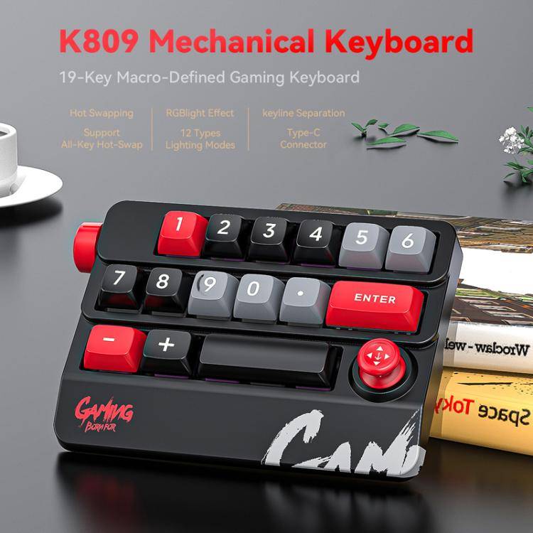 MKESPN RGB Hot Swap Wired Mechanical Keyboard Rocker Knob Programming Macro Custom Gaming Keyboar...
