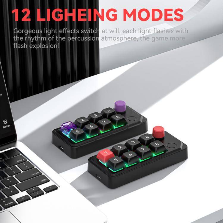 MKESPN 8-Key Wired Hot-Swappable Macro Definition Gaming Mechanical Keyboard With Knob(Black)
