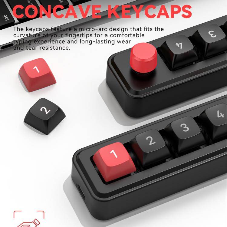 MKESPN 4-Key Macro Programmable Mechanical Gaming Keyboard With Dual USB-C Ports Hot-Swappable RG...