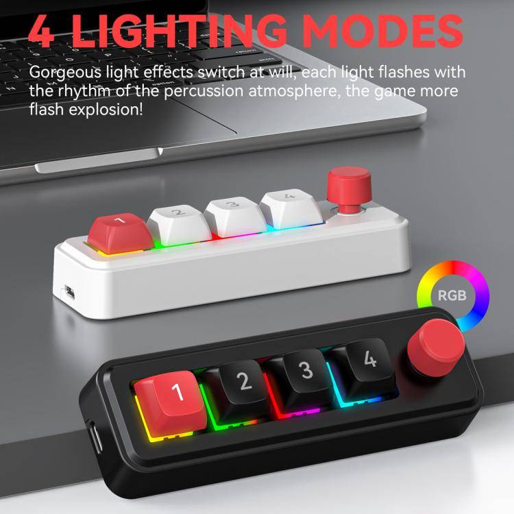MKESPN 4-Key Macro Programmable Mechanical Gaming Keyboard With Dual USB-C Ports Hot-Swappable RG...