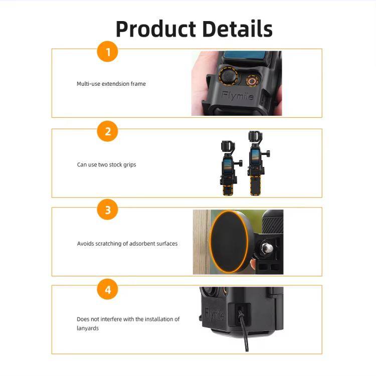 6pcs /Set For DJI Osmo Pocket 3 Flymile Magnetic Bracket Fixed Base Back Clip Adapter Bezel Acces...
