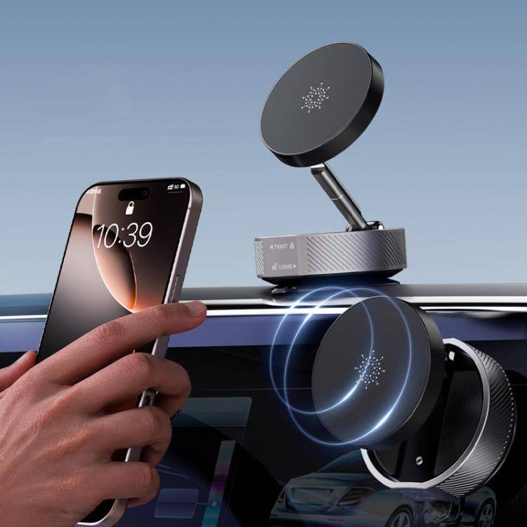 T20 Magnetic Car Phone Holder Car Center Console Navigation Portable Folding Stand(Silver)