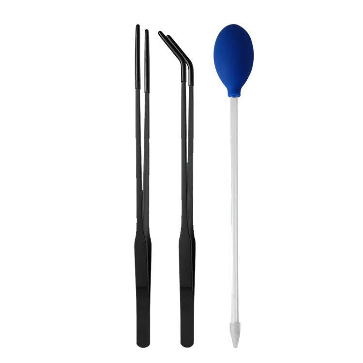 Pet Feeding Tweezers Reptile Pets Feeding Clip Aquascape Tool, Style: Black 3pcs