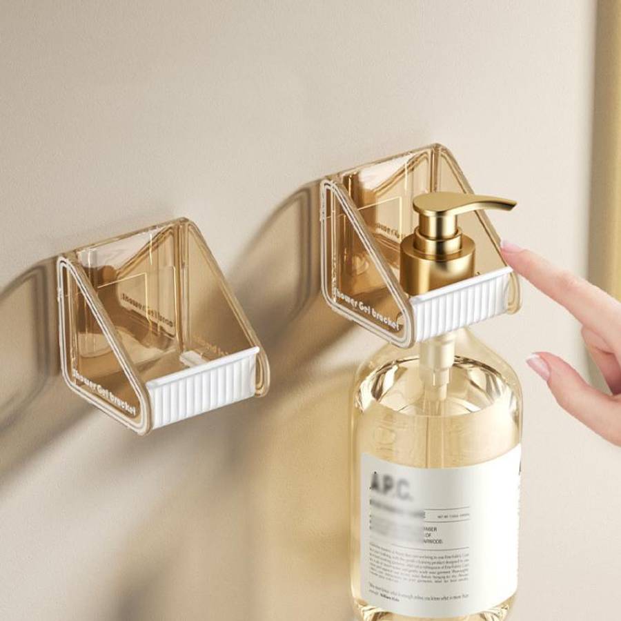 2pcs  /Pack Wall-mounted Shower Gel Shampoo Holder with Adjustable Hole Distance(Gray)