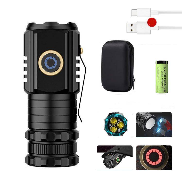 3LED Mini Flashlight Rechargeable Waterproof Torch with Tail Magnet & Battery S350