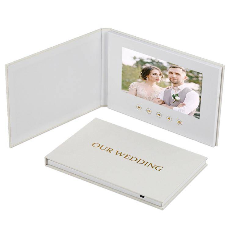 7 Inch IPS Display Multifunctional Commercial Wedding Video Invitation Linen Bound Video Album, S...
