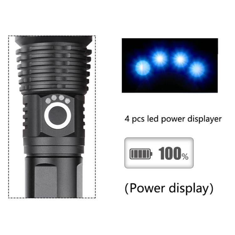 Aluminum Alloy Telescopic High-Intensity Flashlight With Power Display(Without Batteries)