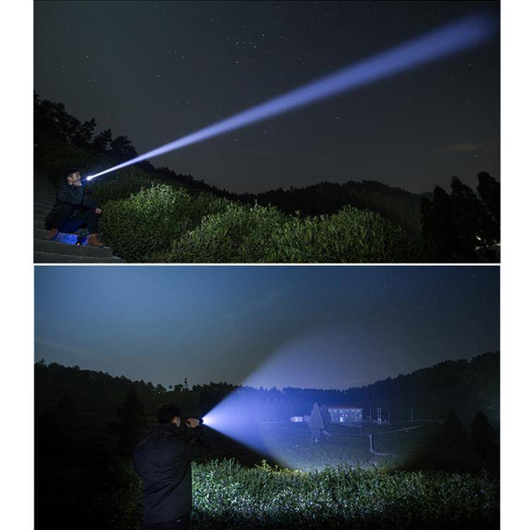 Aluminum Alloy Telescopic High-Intensity Flashlight With Power Display(Without Batteries)