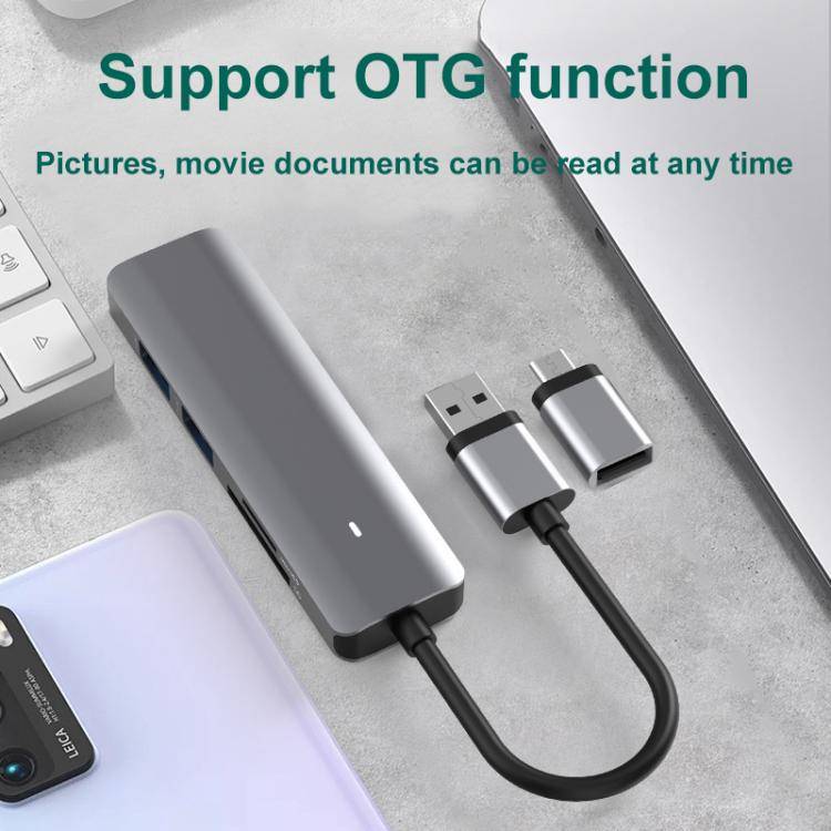 Blueendless Type-C Expansion Dock Multifunctional HUB Docking Station 5-in-1 USB3.0 x 3 + SD/TF3.0
