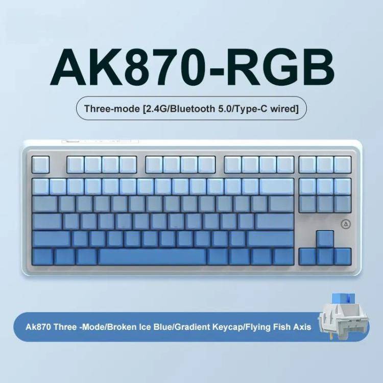 Ajazz AK870 Wireless Bluetooth Tri-mode Mechanical Keyboard RGB DIY Custom Hot Swap Gaming Keyboa...