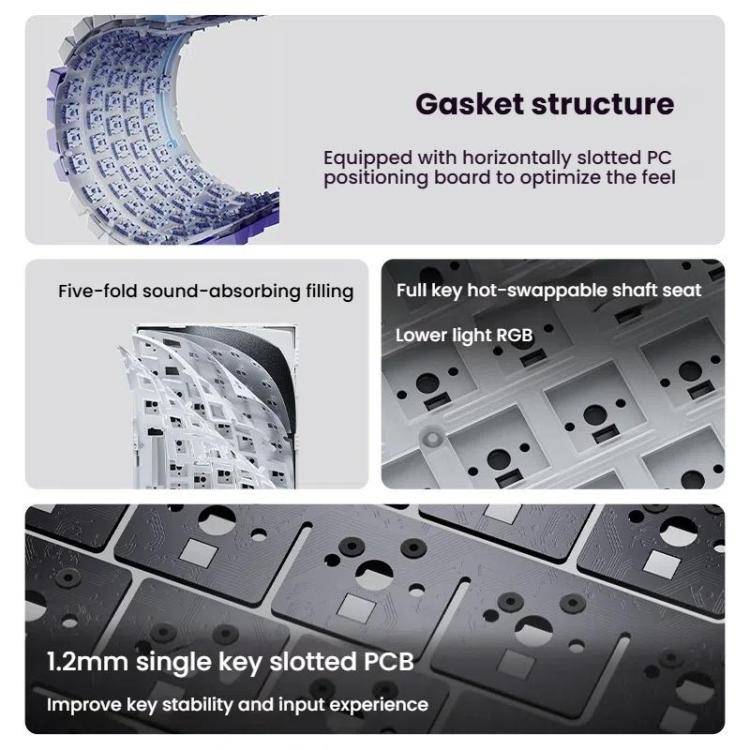 Ajazz AK820 Pro Wireless Bluetooth Tri- mode Custom Hot Swap Gasket Mechanical Gaming Keyboard Wi...
