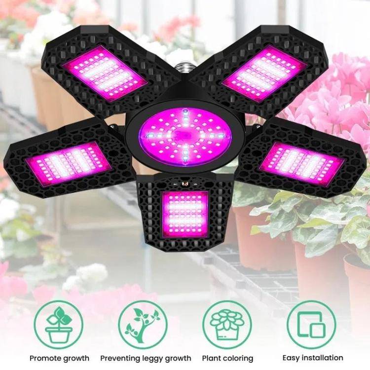 288 LEDs Five Leaf Foldable Transformable LED Plant Light Greenhouse Nursery Red and Blue Plant F...