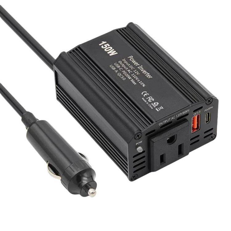 150W PD20W QC3.0 Fast Charging Car Inverter Car Cigarette Lighter Power Supply Adapter(US Plug)