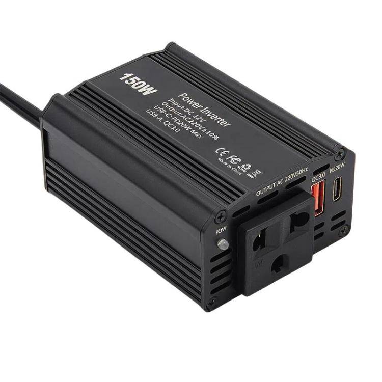 150W PD20W QC3.0 Fast Charging Car Inverter Car Cigarette Lighter Power Supply Adapter(US Plug)