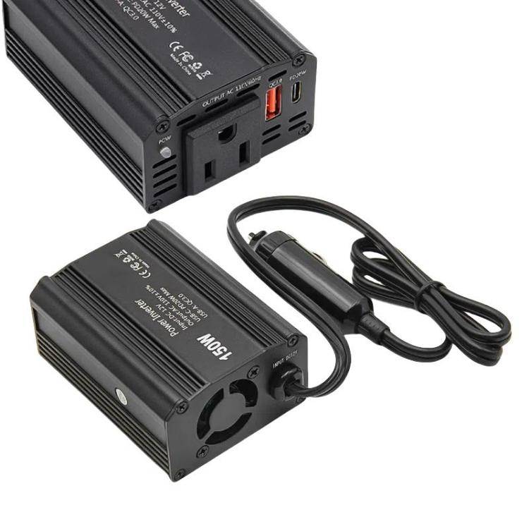 150W PD20W QC3.0 Fast Charging Car Inverter Car Cigarette Lighter Power Supply Adapter(US Plug)