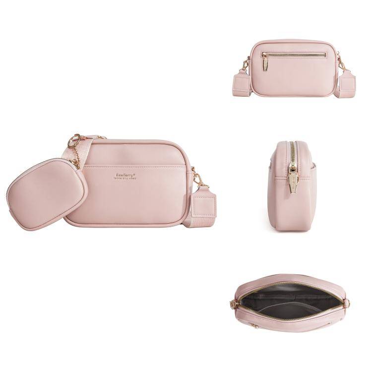 Baellerry N8938 Ladies PU Small Square Bag Large Capacity Crossbody Bag(Pink)
