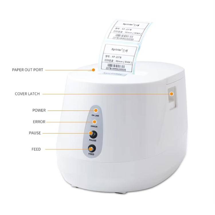 Xprinter XP-237B Barcode QR Code Supermarket Receipt Label Thermal Printer, Spec: USB+BT(UK Plug)
