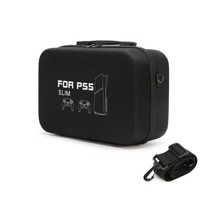 BKANO For Sony PS5 Slim Storage Bag Hard-Shell Shoulder Suitcase Storage Case(Black)