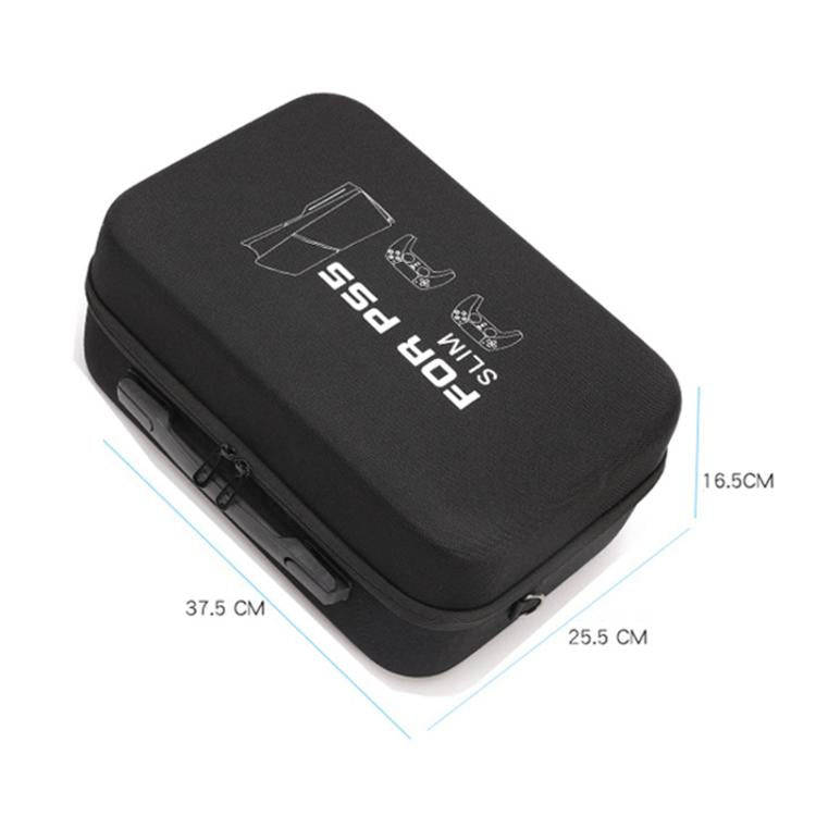BKANO For Sony PS5 Slim Storage Bag Hard-Shell Shoulder Suitcase Storage Case(Black)