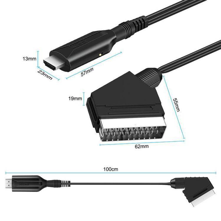 SCART To HDMI Converter For Set-Top Boxes Game Consoles Audio Video(Black)