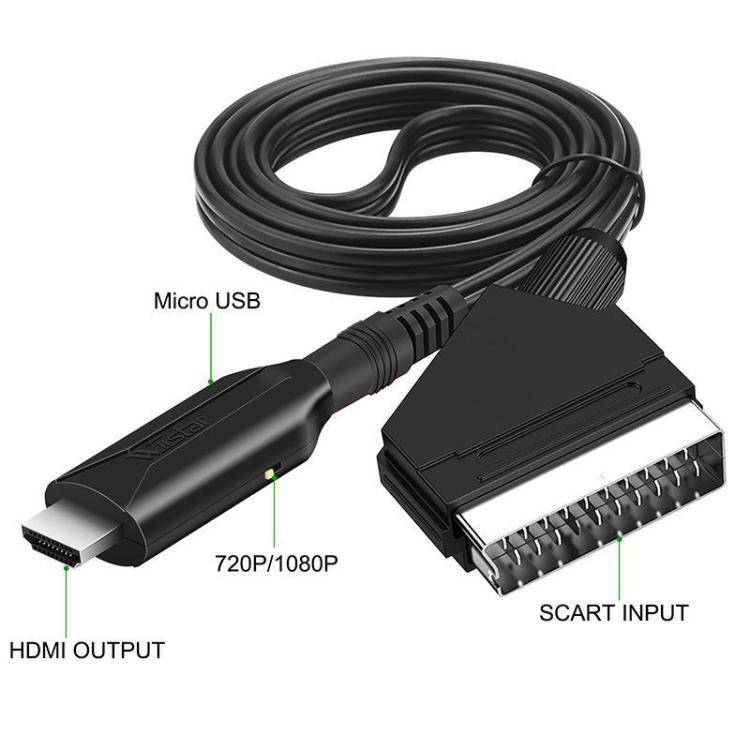SCART To HDMI Converter For Set-Top Boxes Game Consoles Audio Video(Black)