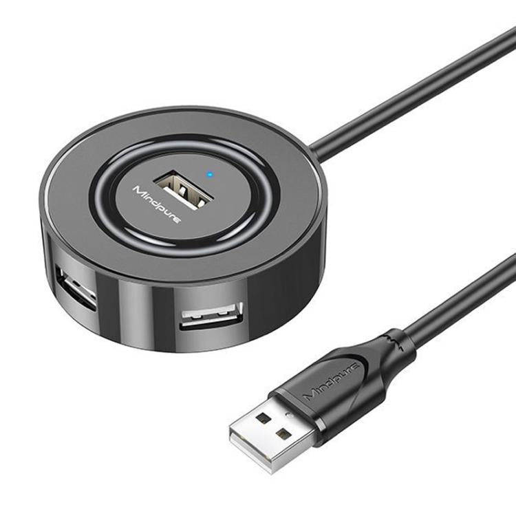 Mindpure US018 Computer Expansion USB2.0 4 Ports HUB, Length: 0.3m Black