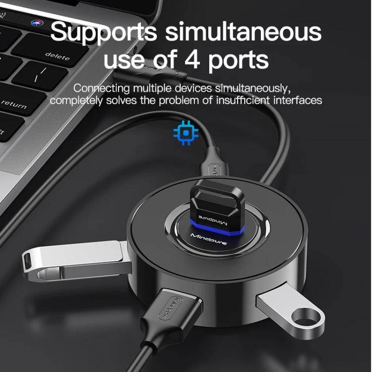 Mindpure US018 Computer Expansion USB2.0 4 Ports HUB, Length: 0.5m White