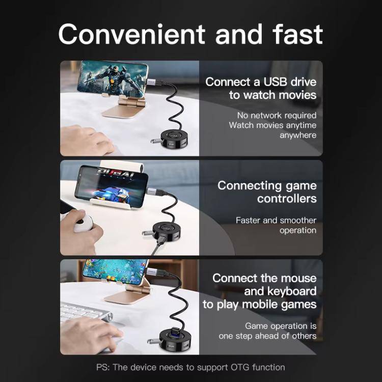 Mindpure US018 Computer Expansion USB2.0 4 Ports HUB, Length: 1m Black