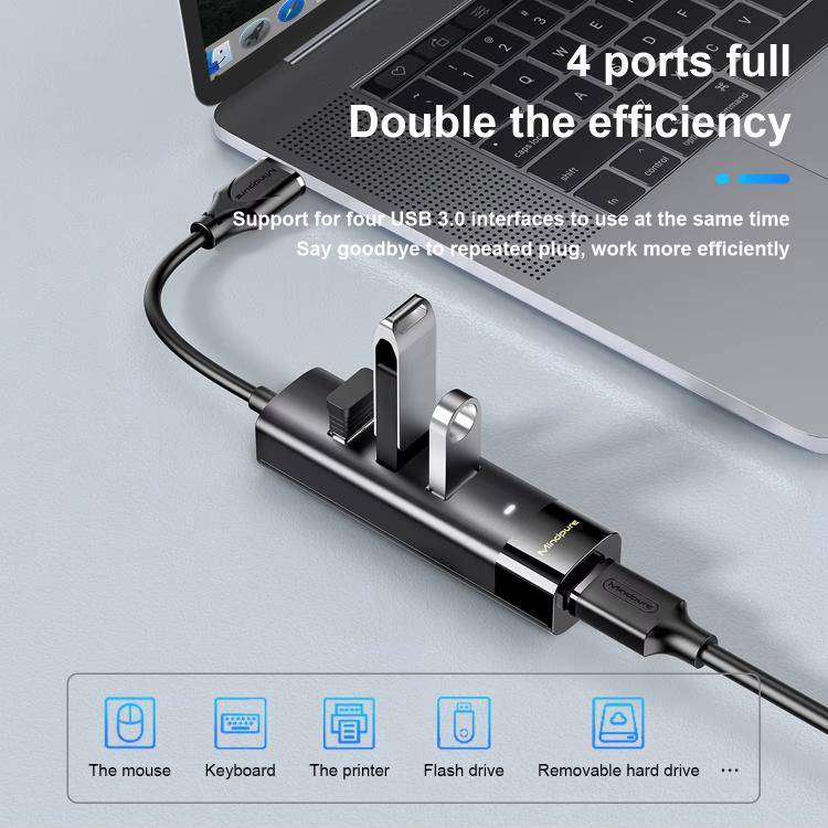 Mindpure US023 0.3m Type-C To 4-port USB3.0 Long Hub Docking Station Splitter