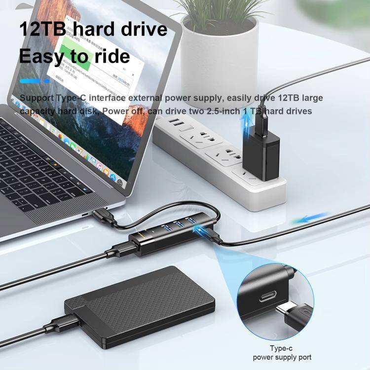 Mindpure US023 1m Type-C To 4-port USB3.0 Long Hub Docking Station Splitter