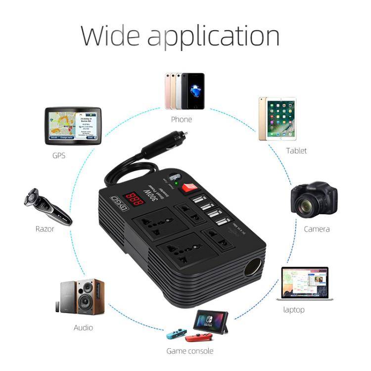 E8982 300W Car Inverter DC 12V To AC 220V Car Laptop USB Charging Universal Converter Power Adapter
