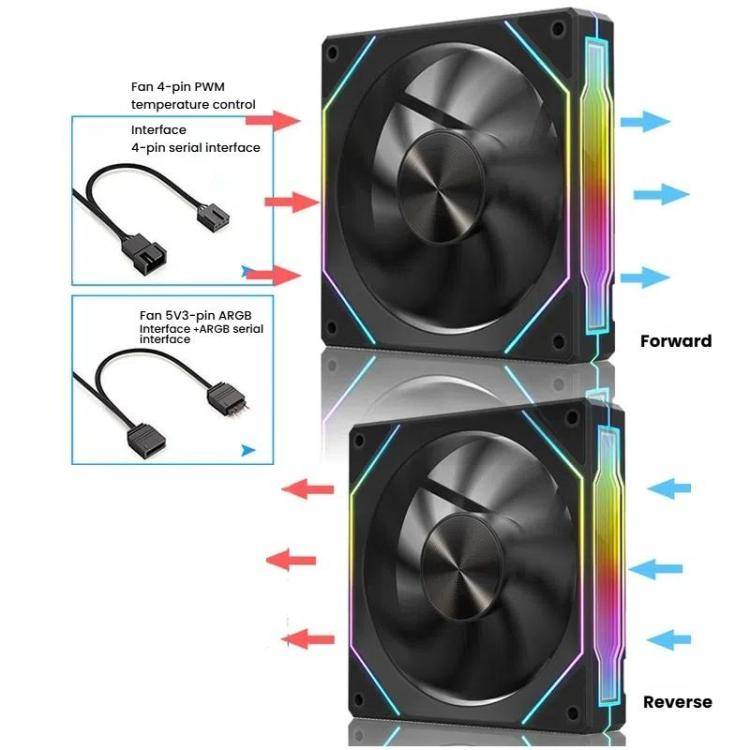 4RS 12cm Computer  Case Fan with Infinity Mirror ARGB Thermal Control & Ultra Quiet Cooling(Forwa...