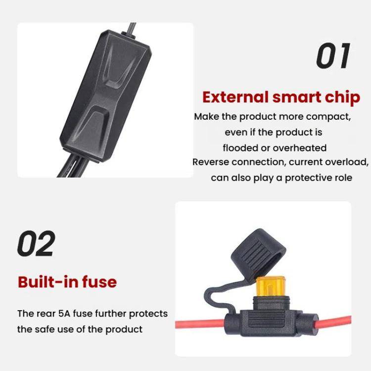 WUPP 2 in 1 QC3.0 Waterproof PD Fast Charging Motorcycle Mobile Phone USB Charger(Boxed)