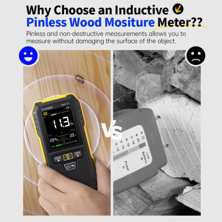 FNIRSI WMT-10 Wood Panel Moisture Tester Wall Surface Humidity Detector