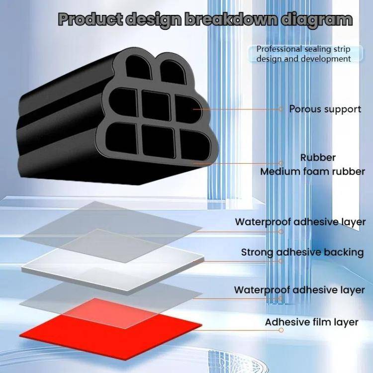 5m Three-layer Eight-hole Car Door Seam Waterproof Sealing Sound Insulation Strip