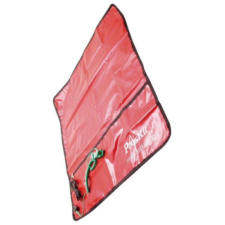 ProsKit 8PK-AS07-1 26x24 Inch ESD Anti-Static Work Mat with 2m Wrist Strap & 3m Grounding Cord(Red)