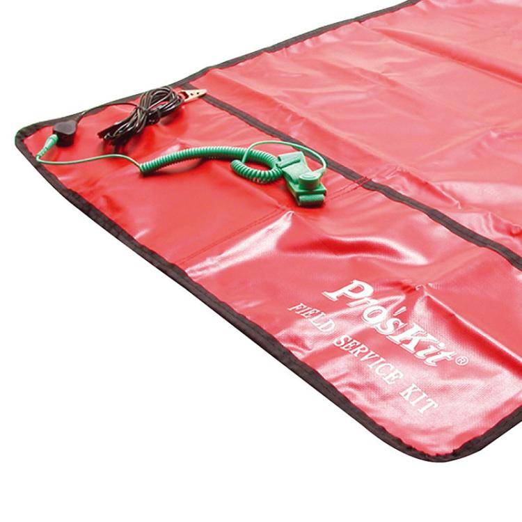 ProsKit 8PK-AS07-1 26x24 Inch ESD Anti-Static Work Mat with 2m Wrist Strap & 3m Grounding Cord(Red)