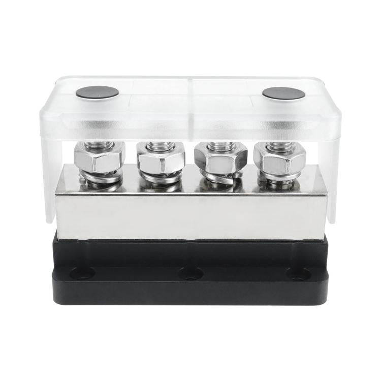 600A RV Yacht Copper Bolt 4 Stud Heavy Duty Busbar Terminal, Color: Black Single
