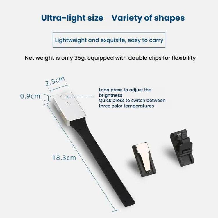 Portable Clip Book Lamp Mini Desk Lamp Learning Reading Rechargeable Clip Bookmark Light(Magnetic...