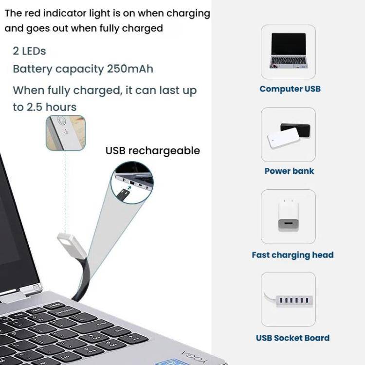 Portable Clip Book Lamp Mini Desk Lamp Learning Reading Rechargeable Clip Bookmark Light(Magnetic...